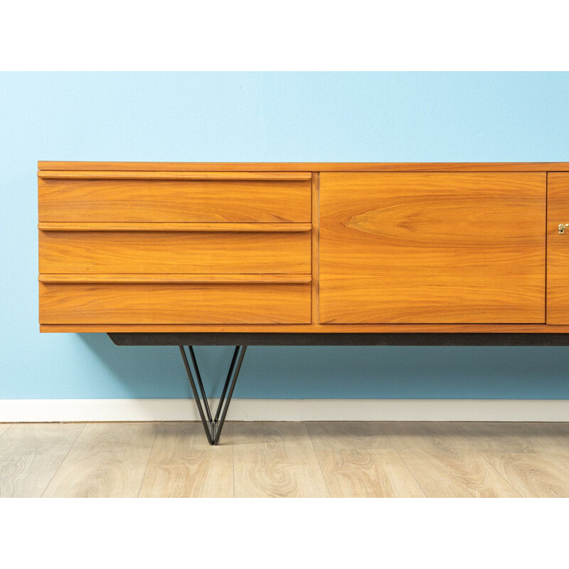 Vintage sideboard in walnut veneer with three drawers Germany 1960s