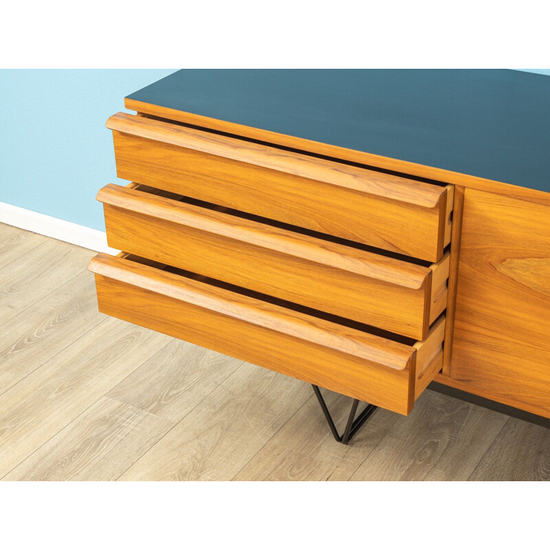 Vintage sideboard in walnut veneer with three drawers Germany 1960s