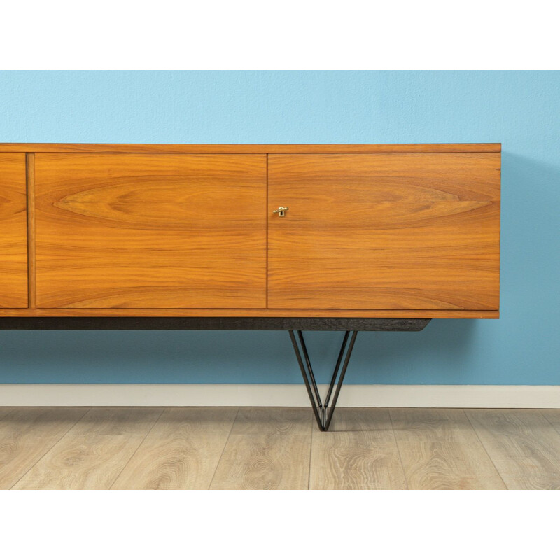 Vintage sideboard in walnut veneer with three drawers Germany 1960s