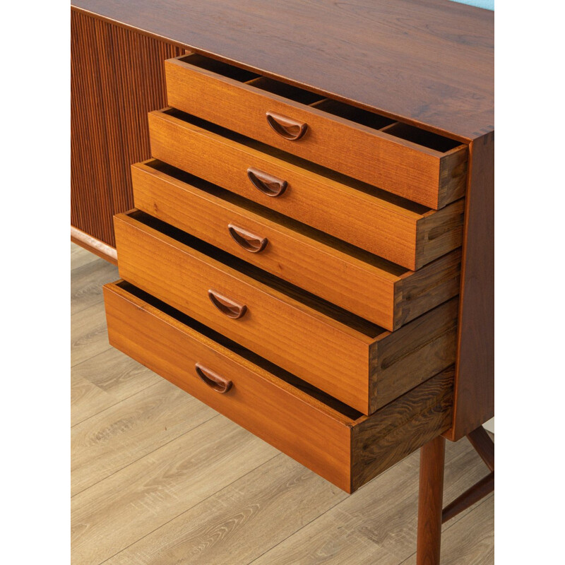 Vintage sideboard in teak  two tambour doors five drawers by Peter Hvidt Denmark 1960s