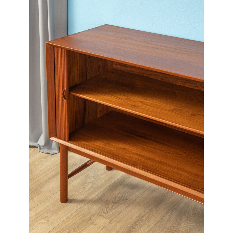 Vintage sideboard in teak  two tambour doors five drawers by Peter Hvidt Denmark 1960s