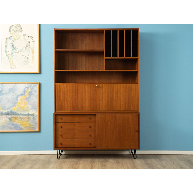 Vintage secretary desk  in teak veneer with four drawers Germany 1960s