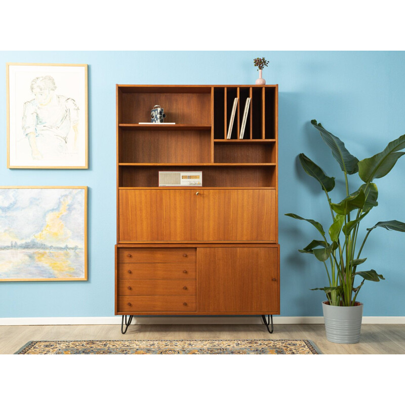 Vintage secretary desk  in teak veneer with four drawers Germany 1960s