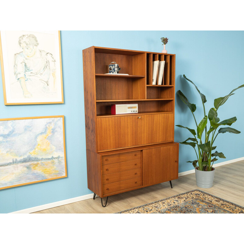 Vintage secretary desk  in teak veneer with four drawers Germany 1960s