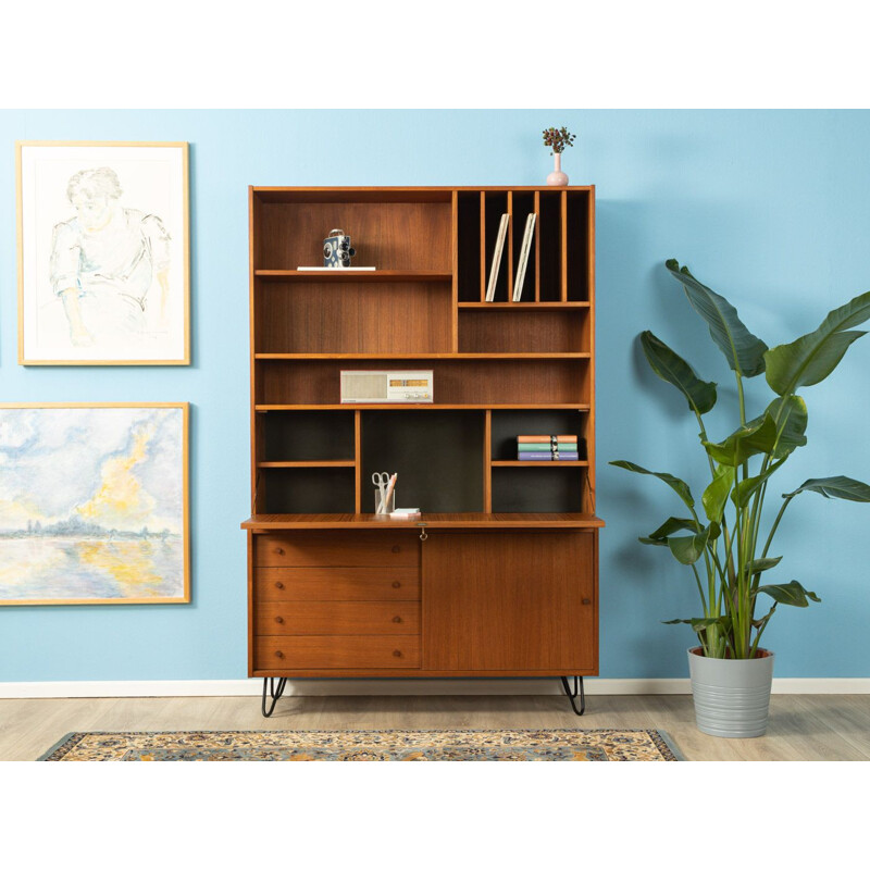 Vintage secretary desk  in teak veneer with four drawers Germany 1960s