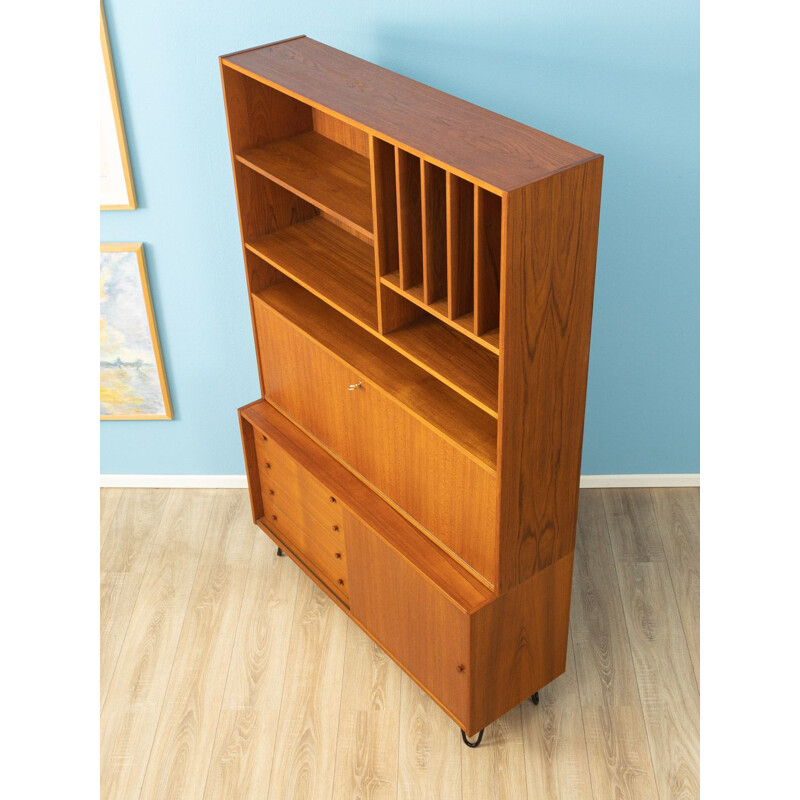 Vintage secretary desk  in teak veneer with four drawers Germany 1960s