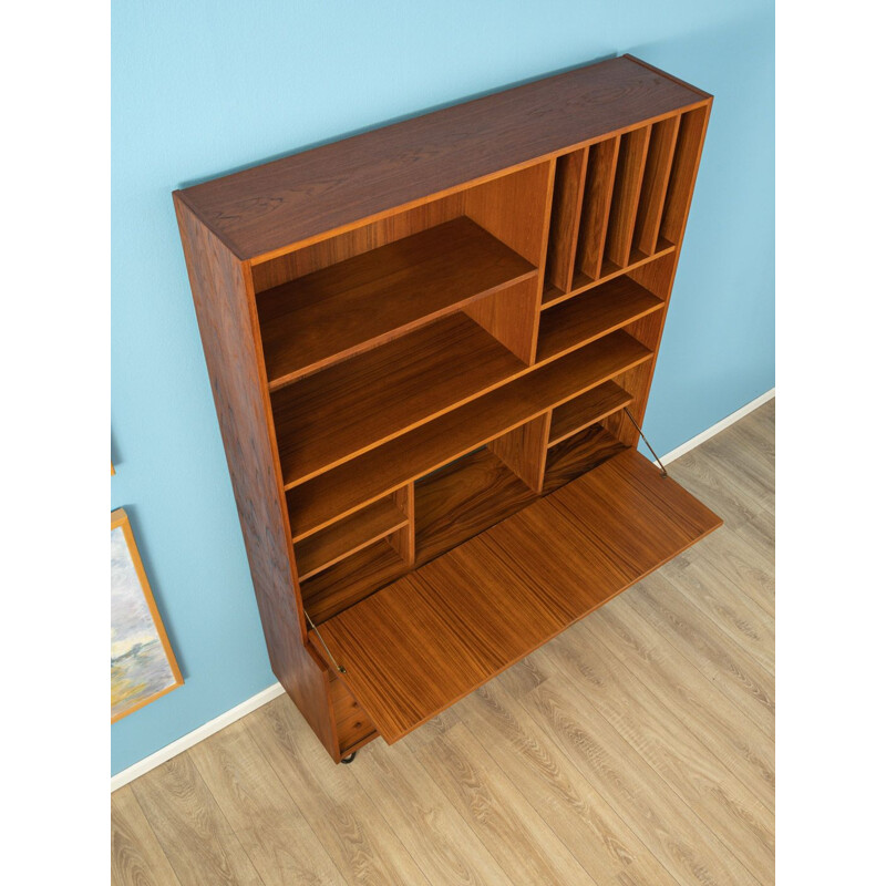 Vintage secretary desk  in teak veneer with four drawers Germany 1960s