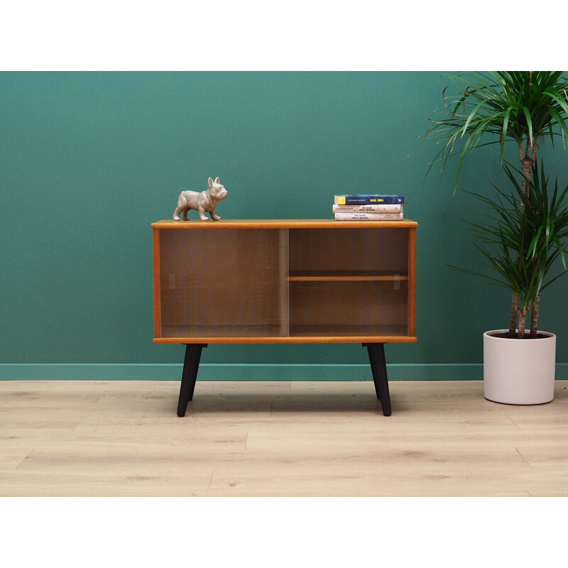 Vintage Scandinavian small bookcase in wood and glass 1960