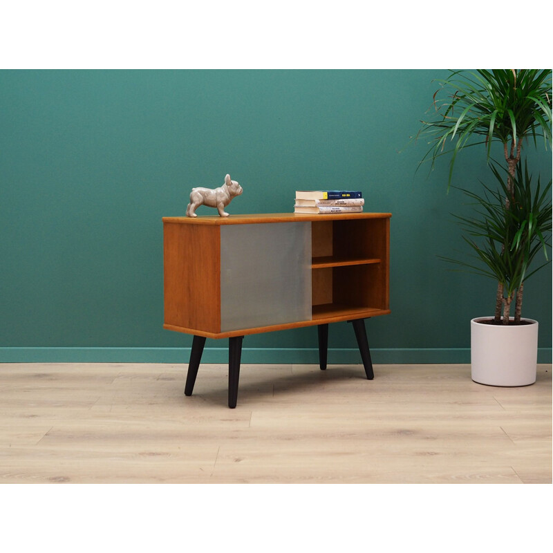 Vintage Scandinavian small bookcase in wood and glass 1960