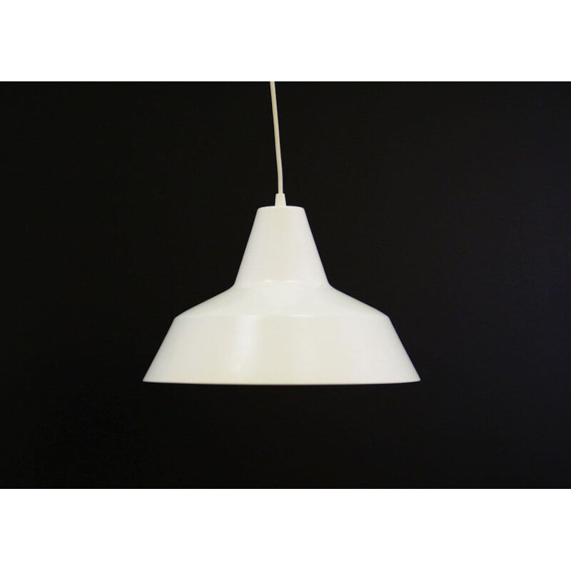 Vintage white metal hanging lamp for Louis Poulsen, 1970