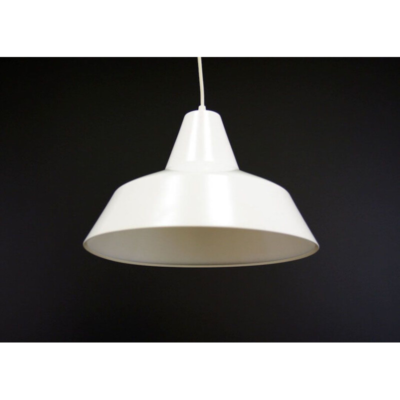 Vintage white metal hanging lamp for Louis Poulsen, 1970