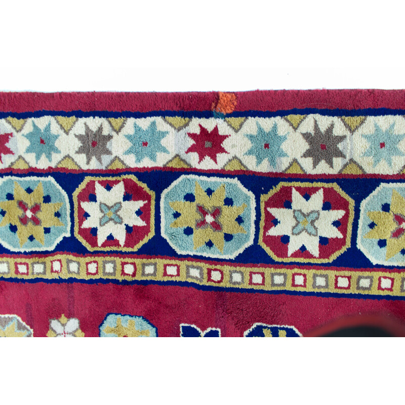 Tapis kazak vintage noué à la main motifs géométriques, 1960
