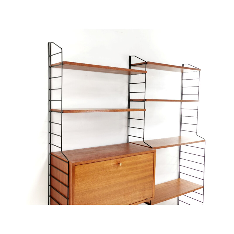 Vintage modular teak shelving by Nisse Strinning 1960