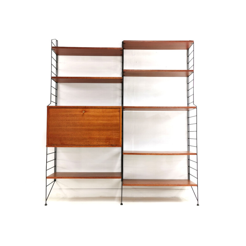 Vintage modular teak shelving by Nisse Strinning 1960