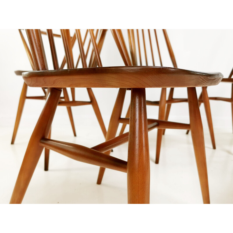 Set of 6 Vintage Ercol Elm & Beech Goldsmith Dining Chairs