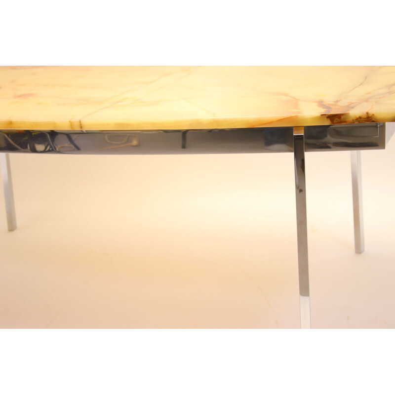  Table basse vintage base chrome base jaune rocher en époxy italienne