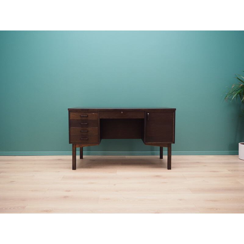 Vintage Oak desk dark brown 1970