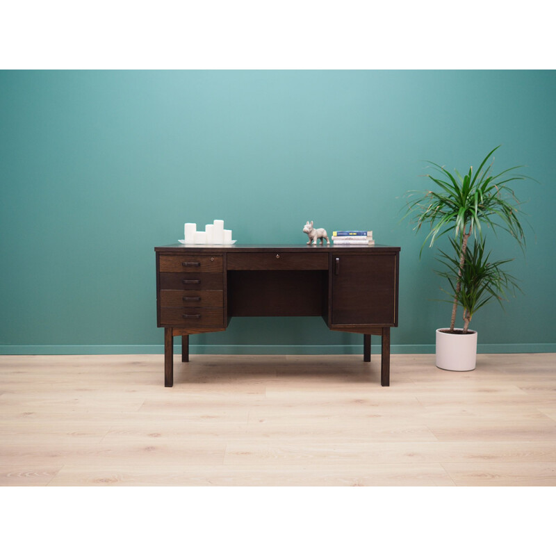 Vintage Oak desk dark brown 1970