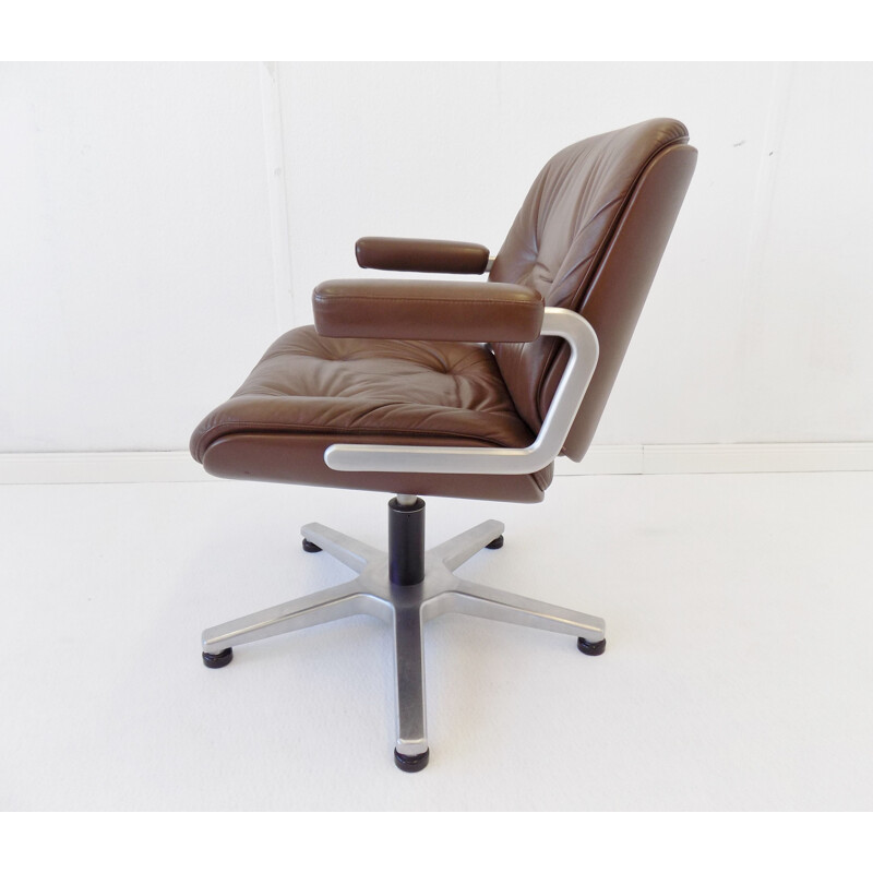 Vintage brown leather office chair by Karl Dittert Martin Stoll