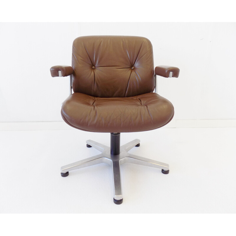 Vintage brown leather office chair by Karl Dittert Martin Stoll