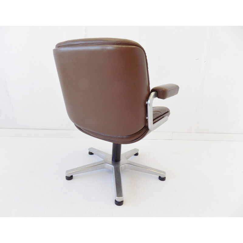 Vintage brown leather office chair by Karl Dittert Martin Stoll