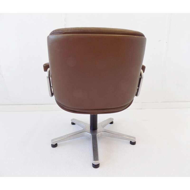 Vintage brown leather office chair by Karl Dittert Martin Stoll