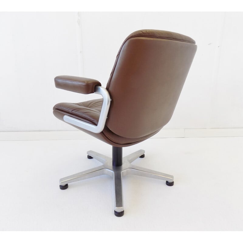 Vintage brown leather office chair by Karl Dittert Martin Stoll