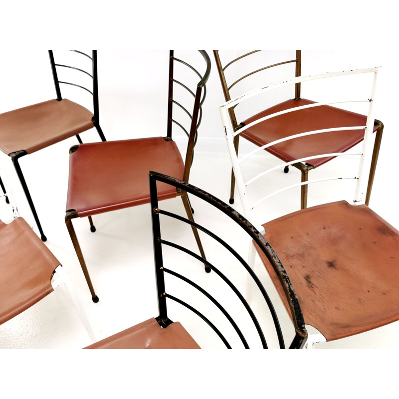 6 Vintage Robert Heal Ladderax Metal Dining Chairs