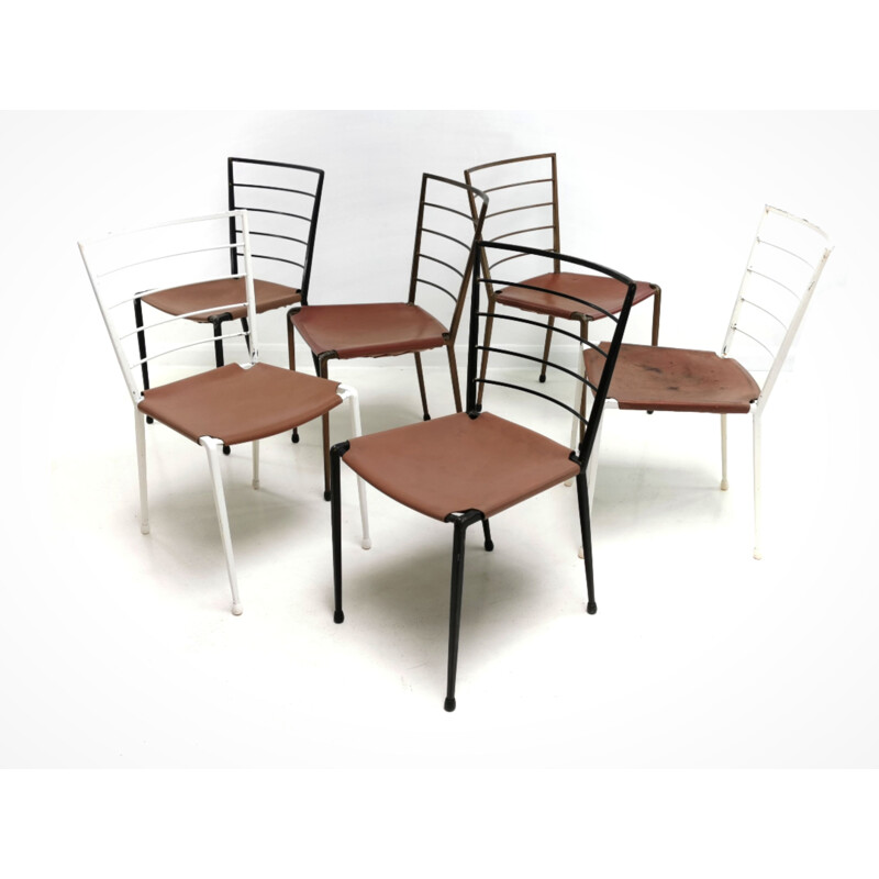 6 Vintage Robert Heal Ladderax Metal Dining Chairs