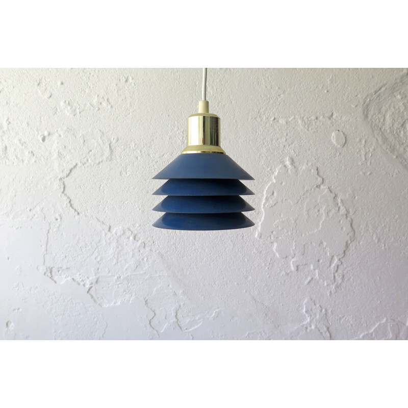 Vintage blue pendant lamp, Danish 1980