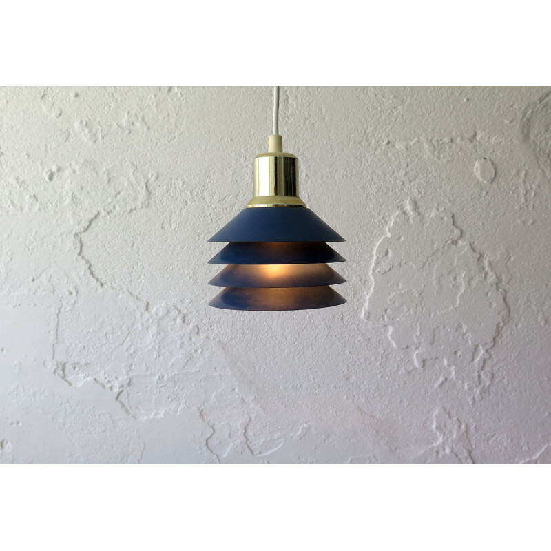 Vintage blue pendant lamp, Danish 1980