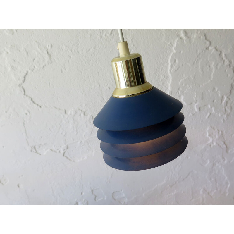 Vintage blue pendant lamp, Danish 1980