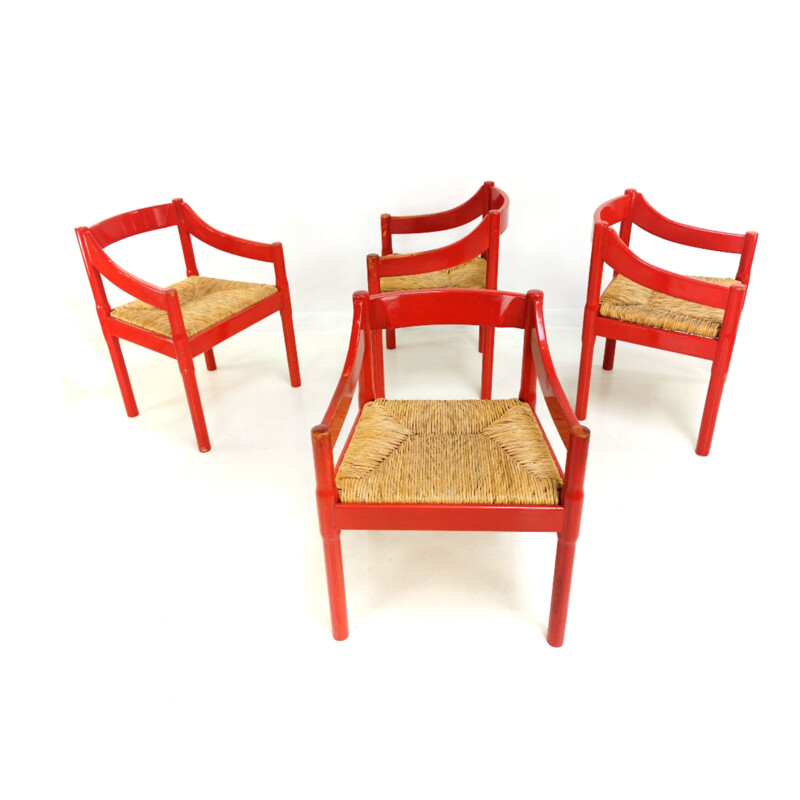 Set of 4 "Carimate' Chairs Vico Magistretti for Cassina, 1960s