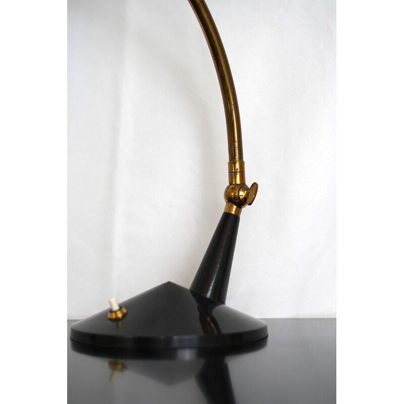 Vintage brass and black lacquer table lamp by Stilnovo Italian 1950s