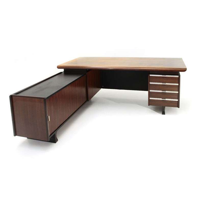 Vintage Desk with built-in drawer unit and sideboard by Anonima Castelli, 1960s