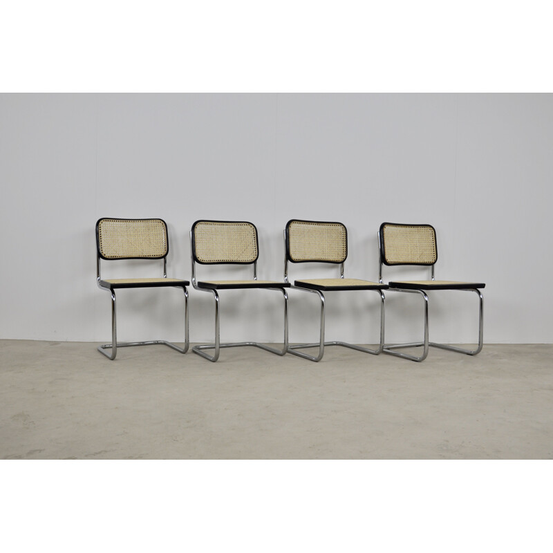 Set 4 vintage Black Dinning Style Chairs B32 By Marcel Breuer 1980s