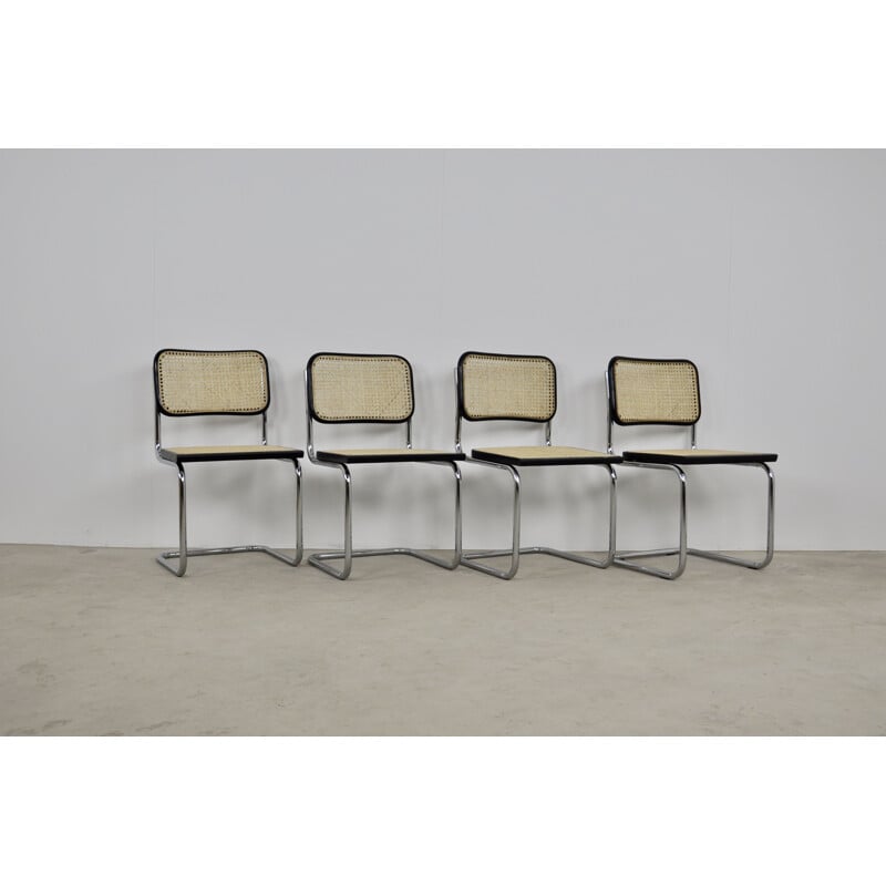 Set 4 vintage Black Dinning Style Chairs B32 By Marcel Breuer 1980s