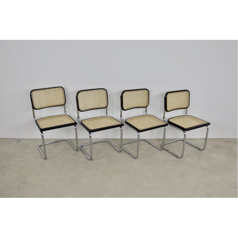 Set 4 vintage Black Dinning Style Chairs B32 By Marcel Breuer 1980s