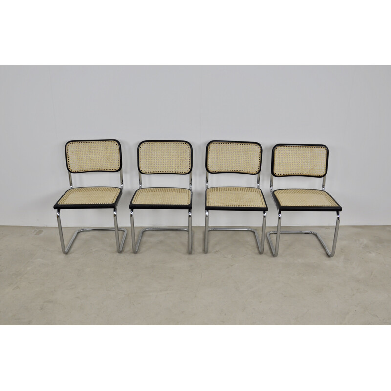 Set 4 vintage Black Dinning Style Chairs B32 By Marcel Breuer 1980s