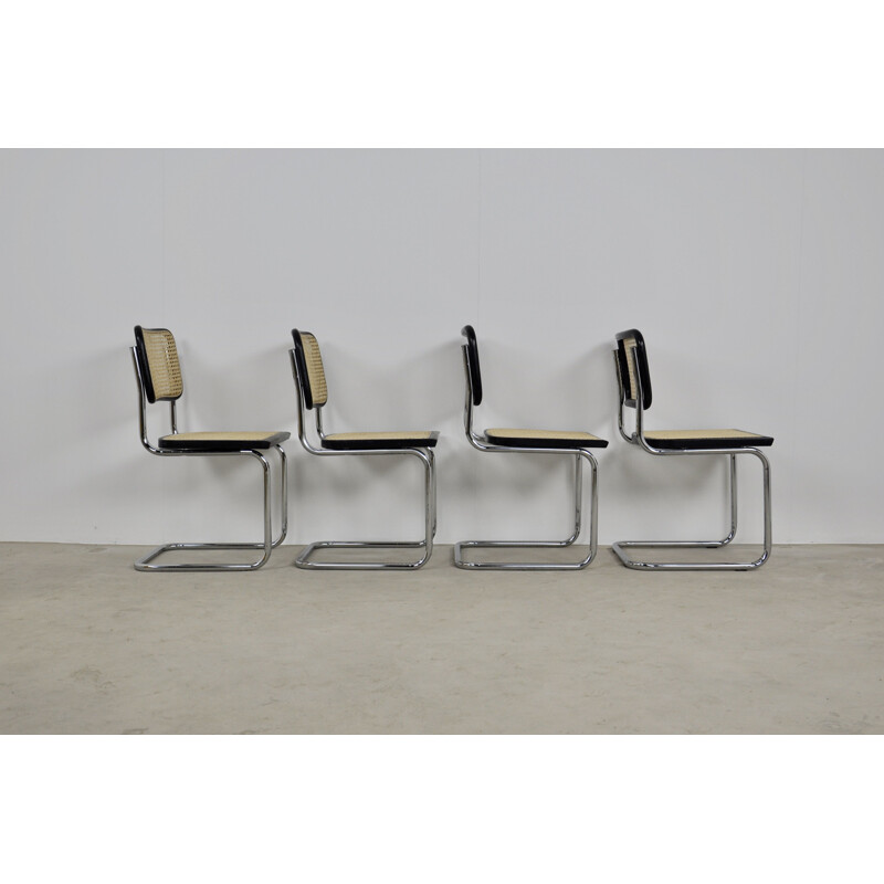 Set 4 vintage Black Dinning Style Chairs B32 By Marcel Breuer 1980s