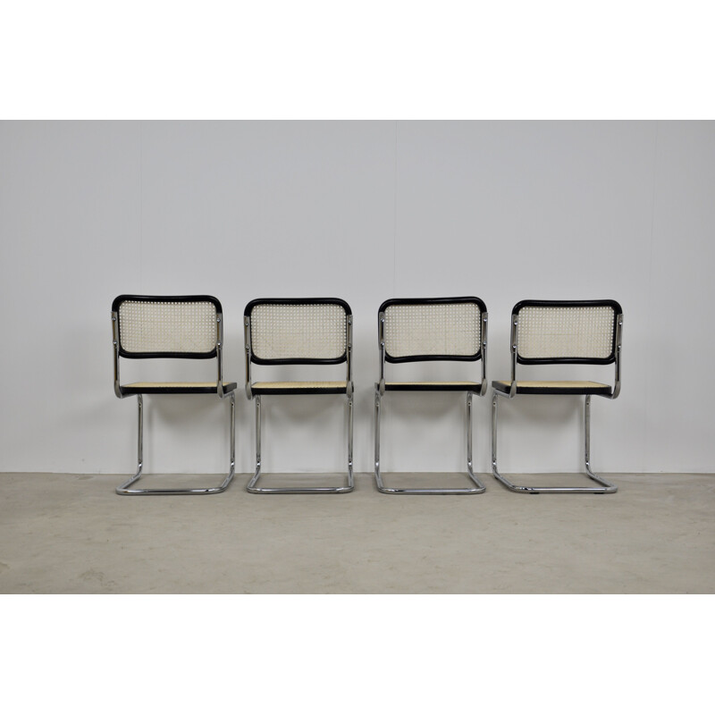 Set 4 vintage Black Dinning Style Chairs B32 By Marcel Breuer 1980s