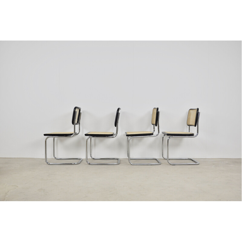 Set 4 vintage Black Dinning Style Chairs B32 By Marcel Breuer 1980s