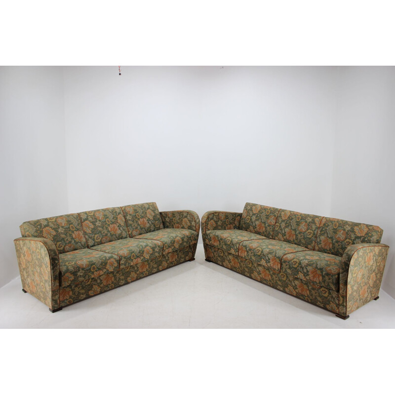 Set of two art deco 3-seather sofa designed by Jindřich Halabala, 1930