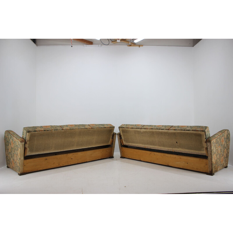 Set of two art deco 3-seather sofa designed by Jindřich Halabala, 1930