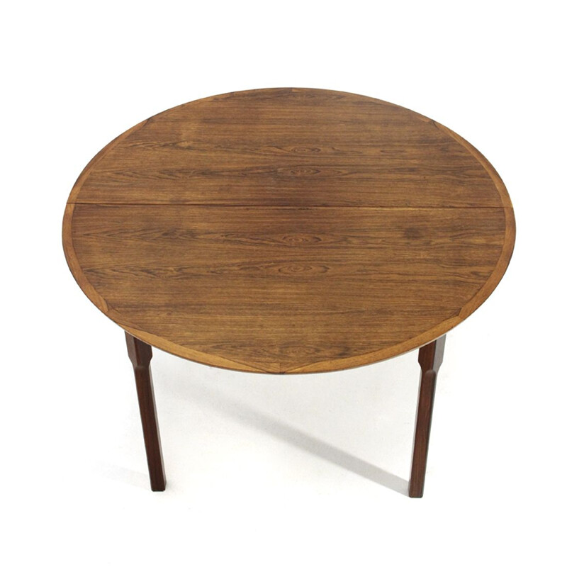 Vintage houten tafel met rond uitschuifbaar blad, 1960