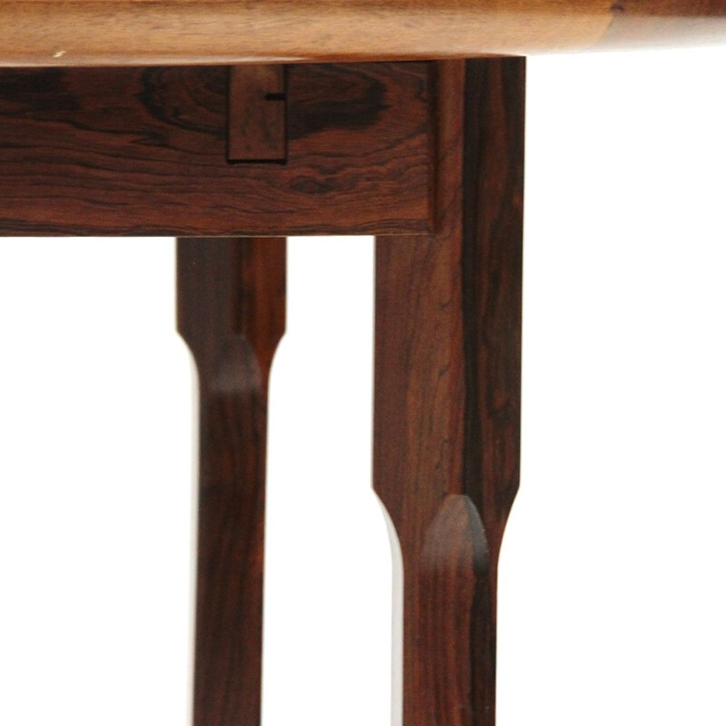 Mesa vintage de madera con tablero redondo extensible, 1960