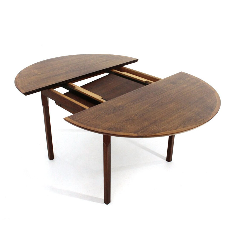 Table vintage en bois avec plateau rond à rallonge, 1960