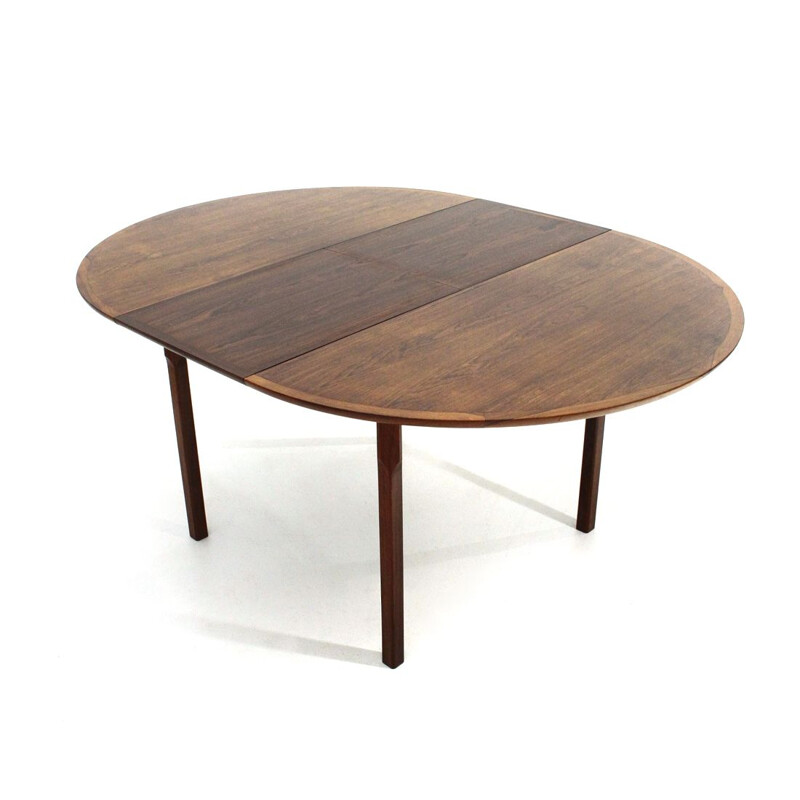 Vintage Wooden table with round extendable top, 1960s