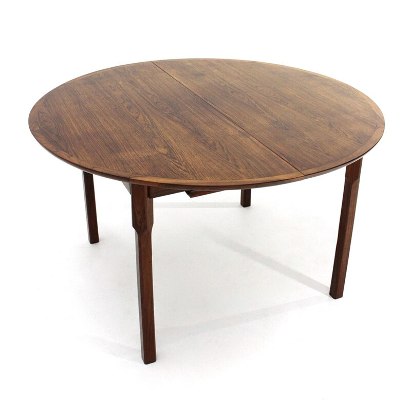 Vintage Wooden table with round extendable top, 1960s