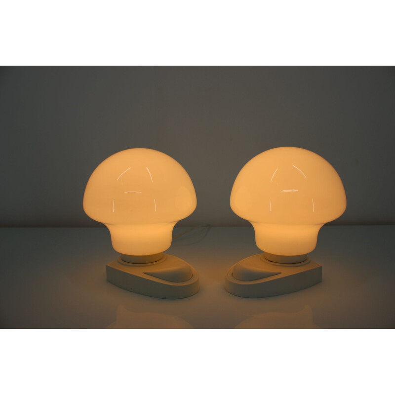 Pair of small white table lamps, 1970s